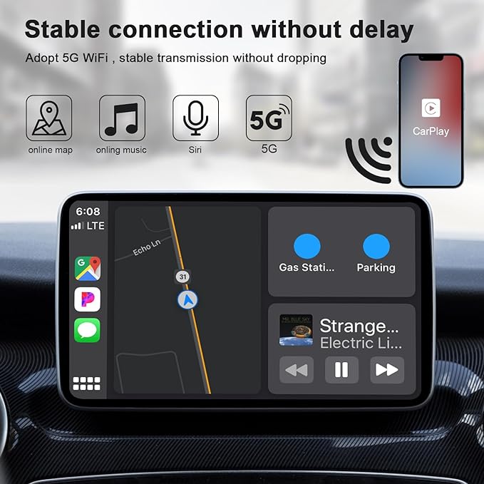 Qoosea Wireless CarPlay Adapter with 5GHz WiFi Bluetooth 5.0