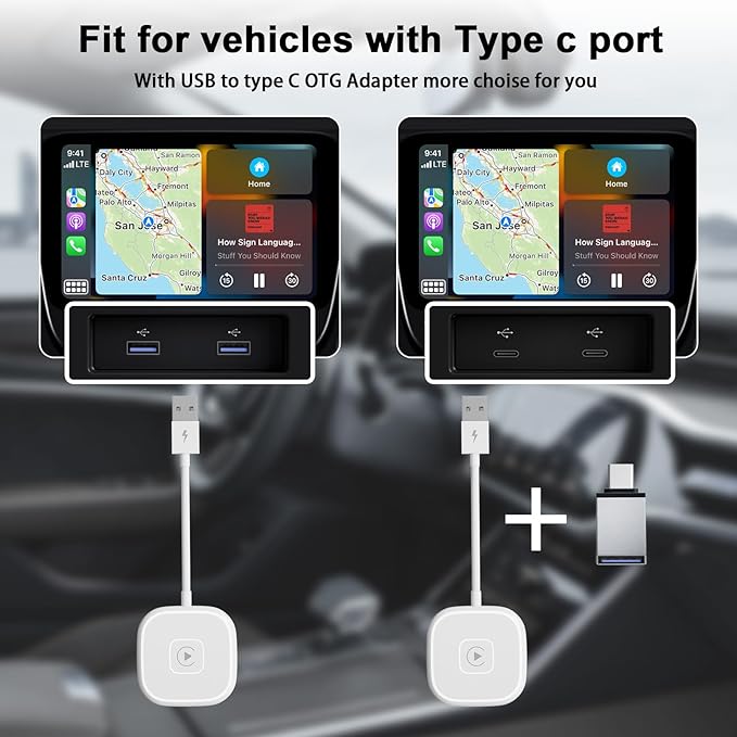 Qoosea Wireless CarPlay Adapter with 5GHz WiFi Bluetooth 5.0