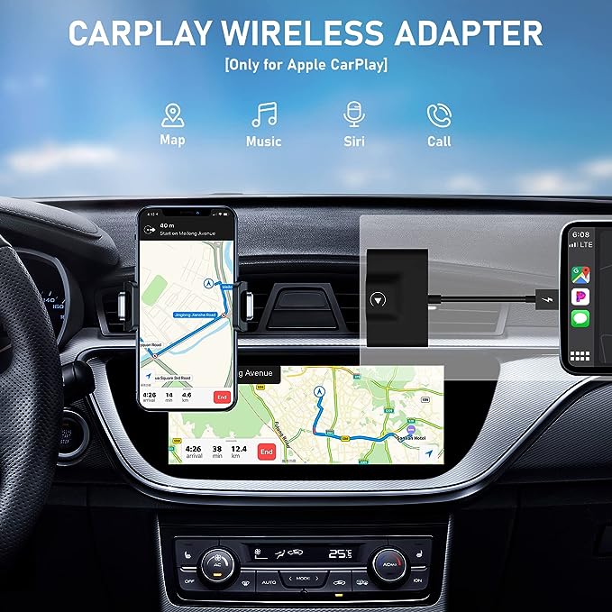 CarPlay Wireless Adapter 2023 Fast and Easy Use Fit for Cars from 2015 & iPhone iOS 10+